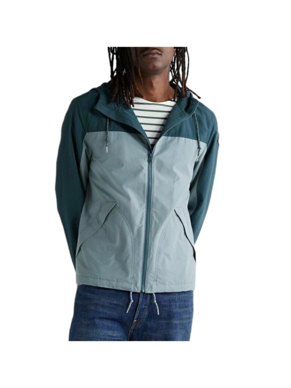 Faherty Superior Outdoor Clothing Anorak Medium Zip Up Colorblock Teal Gorpcore